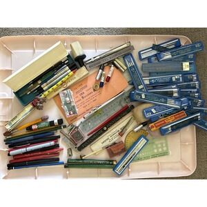 Vintage Drafting Tools ~ Supplies LOT Wrico, Staedtler, Eagle, Vemco, Keuffel 😊